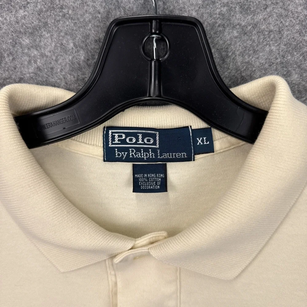 Polo Ralph Lauren Mens XL Cream Cotton Short Sleeve Pony‎ Logo Polo Shirt